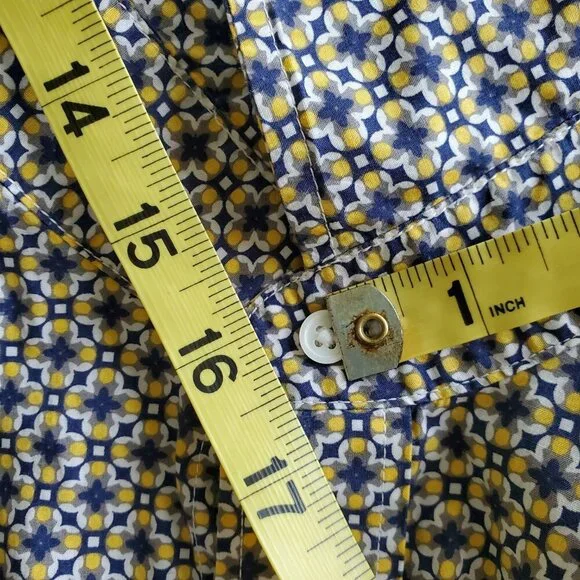 Psycho Bunny 100% Pima Cotton Geometric Printed Long Sleeve Button Down Shirt M - Picture 12 of 13